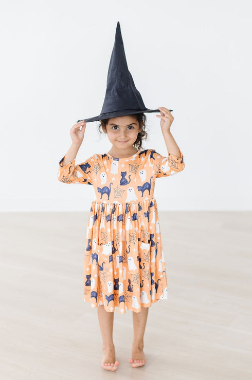 spooky-kitty-3-4-sleeve-pocket-twirl-dress Mila & Rose - Sophia's StyleTwirl Pocket Dress 3/4-1